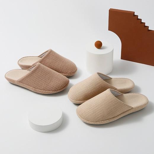 预售 亲肤静音 男女竖条纹居家包头盆底拖 棉麻拖室内拖鞋 吸湿透气 足弓支撑不累脚 商品图1