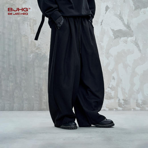 BJHG不计后果仿羊毛弯刀休闲裤子男款秋季2025新款直筒宽松运动裤 商品图3