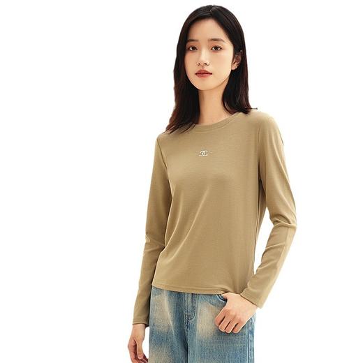 丁摩 女士圆领打底衫秋冬薄款洋气内搭长袖T恤上衣时尚5ZF-672 商品图4