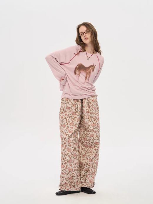 local tag/lt25awk01/ 波尔农场 手绘印花抽绳裤 商品图1