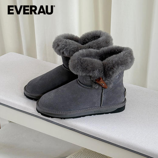 EVERAU羊皮毛一体雪地靴2025冬季新款羊毛保暖短筒女靴子UEA3022 商品图3