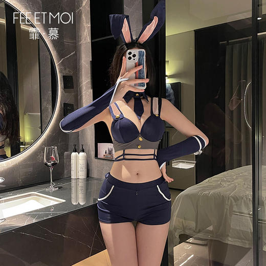 【霏慕】午夜兔女巡查官开裆套装3879情趣内衣性感露沟纯欲制服 商品图4
