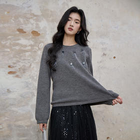 奢姿大码女装2025秋季时尚流苏挂饰针织衫胖妹妹气质简约圆领上衣9853653689