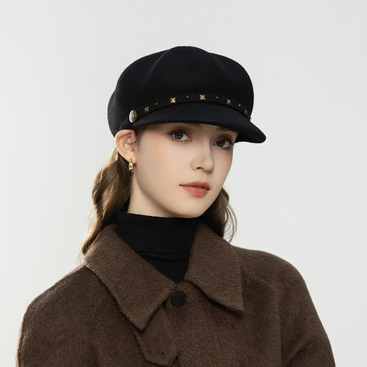 DUJ-9749秋冬季帽子新款时尚百搭羊毛八角帽女贝雷帽日系女士鸭舌帽 商品图2