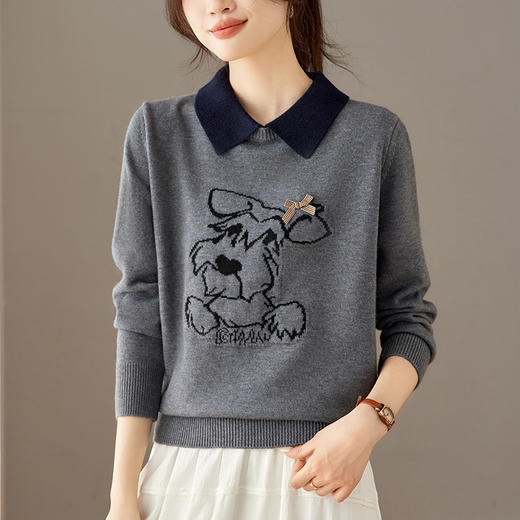 娃娃领毛衣内搭，洋气减龄上衣宽松短款打底针织衫CC-27-25168 商品图3