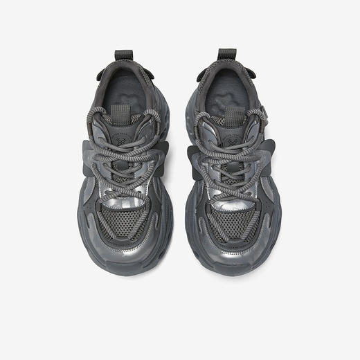 【云粉节】  BF楼百思图2026春季新款老爹鞋厚底增高灰色女运动休闲鞋B9061AM6吊牌价799，现价439 商品图2