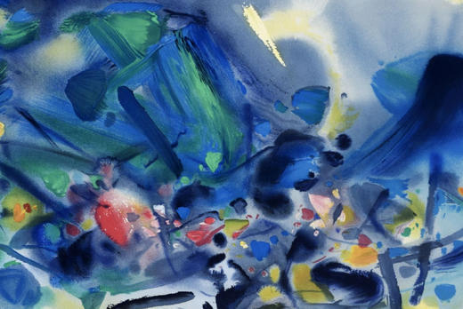 独角鹿西洋古董20世纪后期法国巴黎Frédéric Possot出版艺术大师朱德群亲签限量彩色石版画「构图五（Composition V）」 商品图3