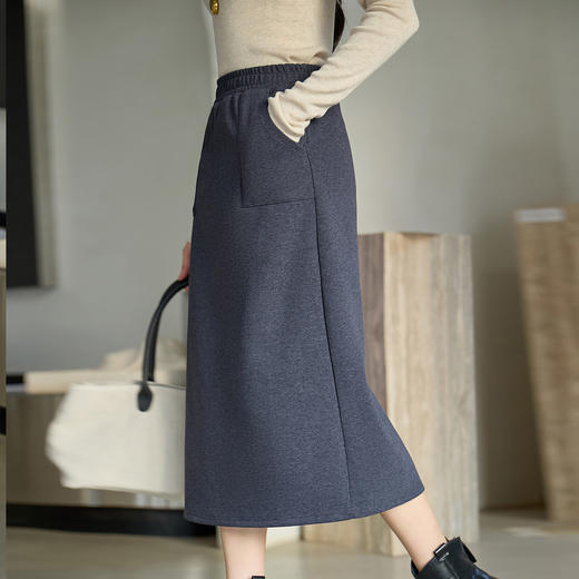 奢姿大码女装2025秋季时尚松紧腰设计半身裙胖妹妹气质简约裙子9953470296 商品图2