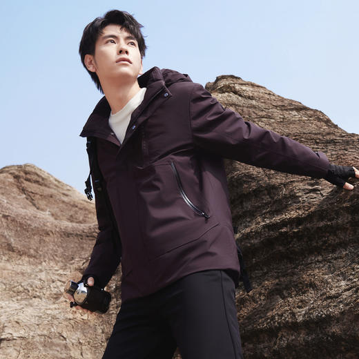 【户外/三防/拒水鸭绒】柒牌可拆卸连帽羽绒服男厚款保暖羽绒外套129E70650 商品图1