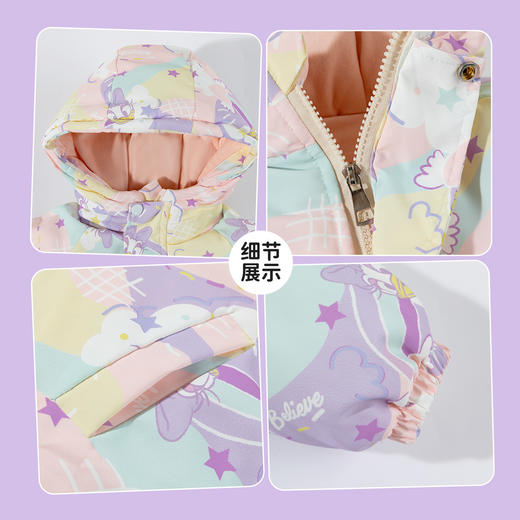 迪士尼【三防棉服】秋冬新款夹棉加厚女童棉服连帽防风保暖户外软壳外套ZD4ES030 商品图7