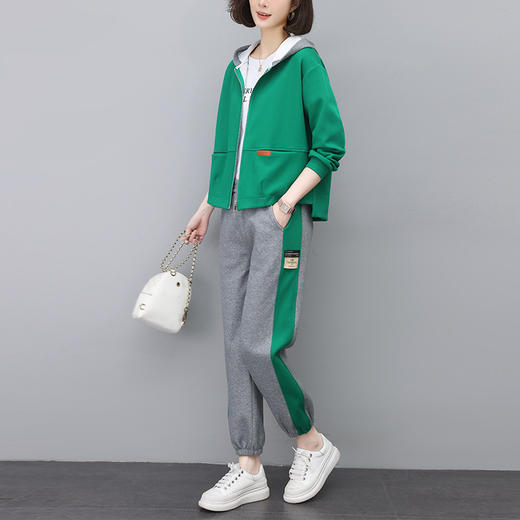 百媚生 棉质连帽开衫休闲运动套装女士卫衣卫裤两件套BKYLDS2306 商品图2