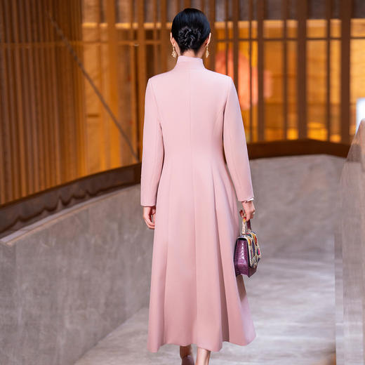 YBY 904C41羊毛飘带大衣高级简约气质优雅修身套装 商品图3