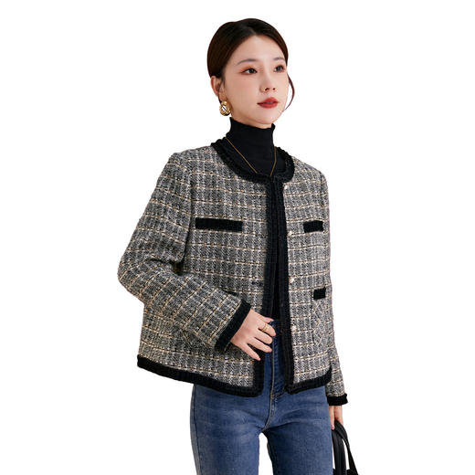 丁摩四季青羊毛法式小香风外套基础百搭秋冬新款上衣女AL1763 商品图4