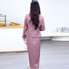 QYMYJ-25B268-Y豆沙粉时尚连衣裙小西装外套+连衣裙两件套秋季新款女士套装 商品缩略图2