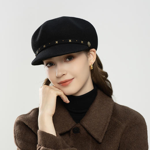 DUJ-9749秋冬季帽子新款时尚百搭羊毛八角帽女贝雷帽日系女士鸭舌帽 商品图1