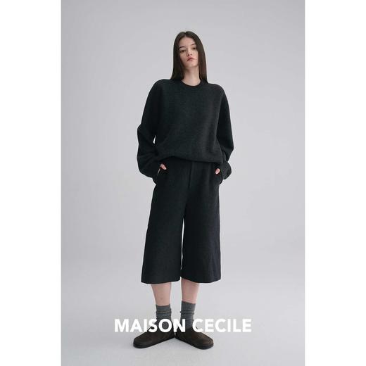 MAISON CECILE 四色|羊毛毛呢复古随性时髦显比例六分阔腿中裤 商品图3
