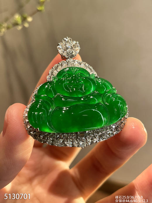 老坑玻璃种艳绿佛公吊坠【5130701】具体价格微信咨询 商品图1