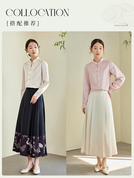 【年终特卖】熙世界新中式盘扣衬衫高级感缎面国风提花长袖衬衣2025秋日新款 商品图4