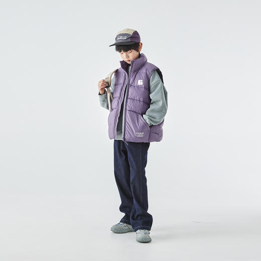 蓝汽水2025年冬季新款亲子中大童立领羽绒服三防面料字母印花马甲 商品图4