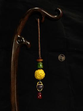 76周年国庆献礼款-老白骨蜡雕刻龙珠编艺多宝挂件