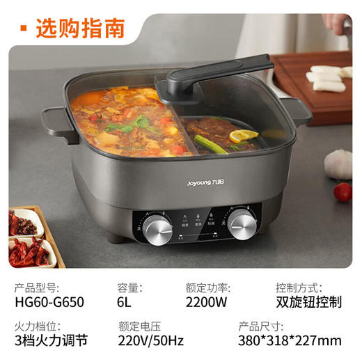 九阳鸳鸯电火锅 HG60-G650 商品图1