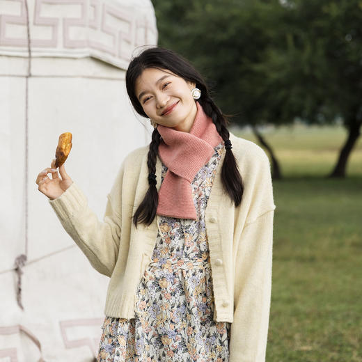 特绽放641朵/纯羊毛花纱肌理落肩流苏开襟毛针织衫女秋冬针织外套 商品图1