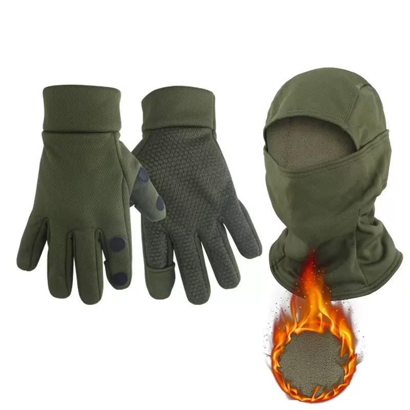 冬季防寒两件套加绒手套防寒面罩保暖骑行手套冬季户外套装