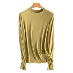 丁摩 柔光薄款丝光羊毛衫上衣长袖修身圆领打底衫JSY170050