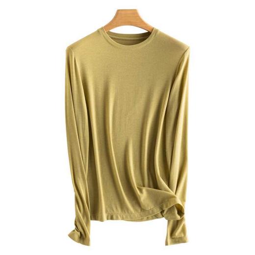 丁摩 柔光薄款丝光羊毛衫上衣长袖修身圆领打底衫JSY170050 商品图0