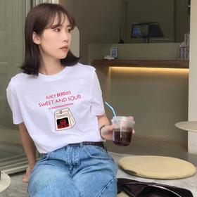 「99任选三件」梦惠妮230克重磅纯棉时尚印花T （新增21款印花）耐磨耐穿抗起球 男女同款 宽松显瘦 做工细致 更百搭！！ 拍单件不发货！！ 选3件加入购物车自动减