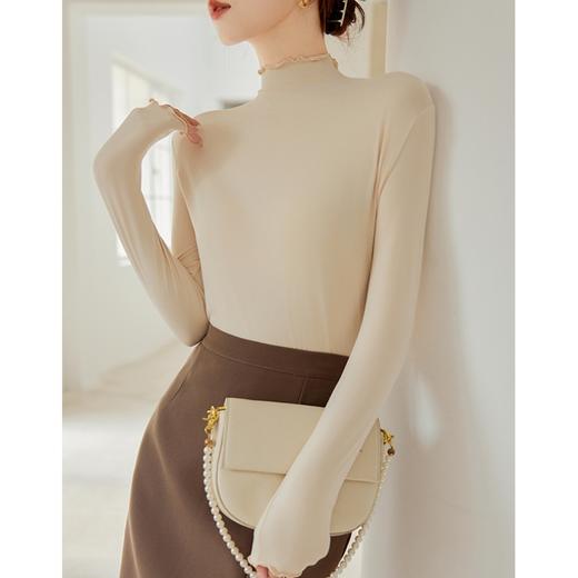 梦惠妮轻暖木耳边打底衫｜外穿内搭，修身显瘦 商品图1