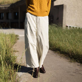 特绽放714朵/棉弹力灯芯绒文艺半腰松紧直筒休闲裤慵懒感显瘦长裤