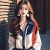 丁摩新款女装高级感独特超好看宽松上衣撞色灯笼袖衬衫5ZF-9448 商品缩略图2