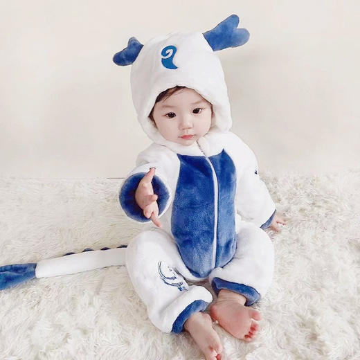 【甄选法兰绒面料！亲肤舒适透气】婴儿连体衣春秋加厚宝宝外出保暖衣服可爱超萌儿童恐龙居家爬服。ha 商品图3