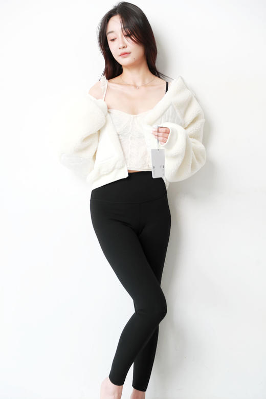 小方标+大翻领，是普拉提羔毛外套。美式复古拉链瑜伽夹克C092958 商品图8