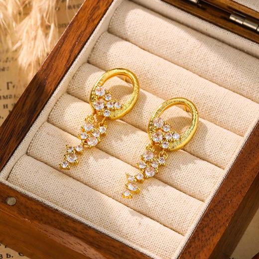 雀说 高级感星辰瀑布流苏耳钉LY-1093 商品图2