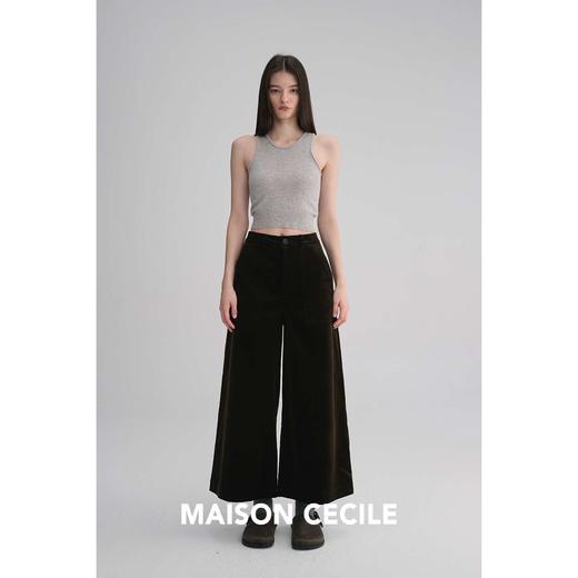 MAISON CECILE 美国匹马棉铜氨纤维复古高密灯芯绒休闲阔腿八分裤 商品图1