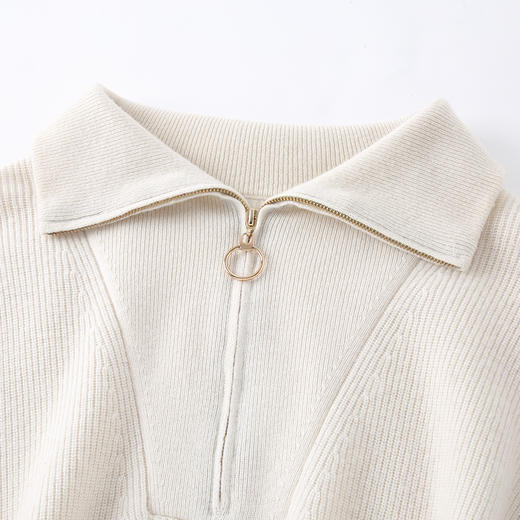 羚荌渼半高领拉链廓形加厚女羊绒衫 商品图3