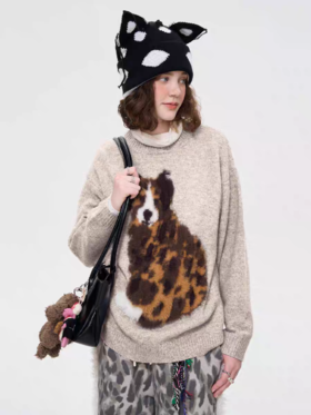 local tag/It24awk05b/圆领仿貂毛羊毛套头温暖长袖