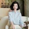 西子/微风情书醋酸气质简约百搭木耳边领灰蓝色衬衫/SYBH1888 商品缩略图1