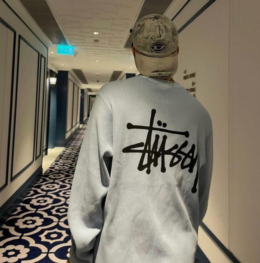 Stu*sy 2025 秋季系列 logo徽标设计插肩袖华夫格长袖美式复古T恤 男女同款 商品图0