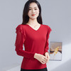 雀说秋季新款V领长袖荷叶边弹力小衫百搭气质打底衫上衣AL53109 商品缩略图2