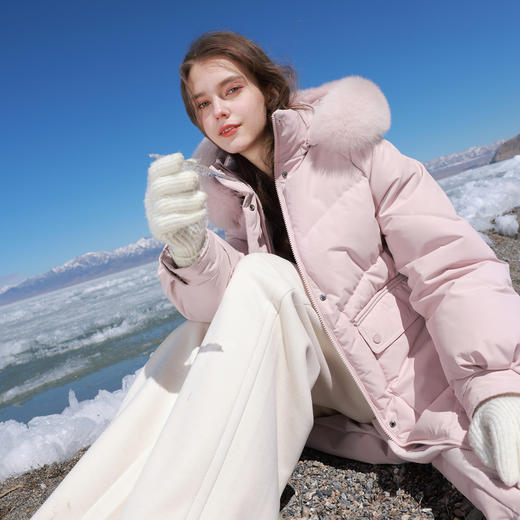 【90白鹅绒】三彩2025冬季新款羽绒服三防易打理连帽长款被子服M 商品图1