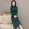 QYMLRX-1315C521-Y中老年妈妈印花大码连衣裙女新款2025年秋季气质修身改良旗袍裙子 商品缩略图1