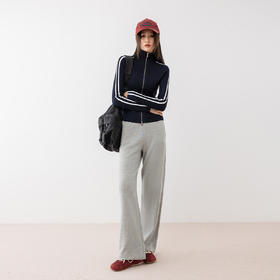 刘一一&COCO ZONE春季新款休闲裤松紧腰直筒百搭阔腿长裤24C10110