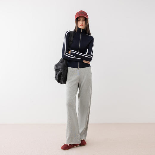 刘一一&COCO ZONE春季新款休闲裤松紧腰直筒百搭阔腿长裤24C10110 商品图0