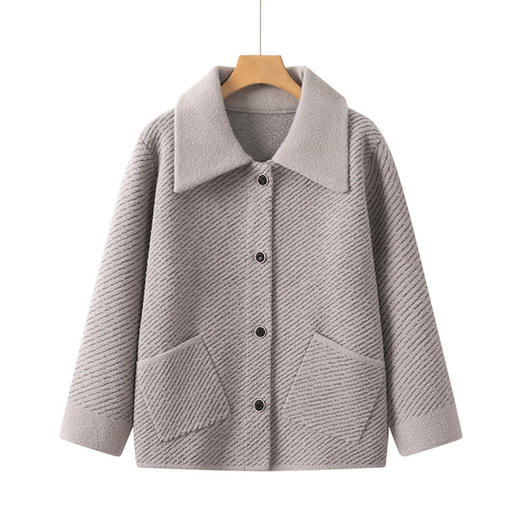 2025年新款中老年洋气仿双面呢开衫夹克秋冬妈妈装女上衣针织外套 商品图4