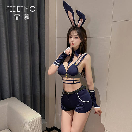 【霏慕】午夜兔女巡查官开裆套装3879情趣内衣性感露沟纯欲制服 商品图8