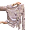 百媚生 别致抽象蝴蝶印花长袖网纱上衣3726 商品缩略图4