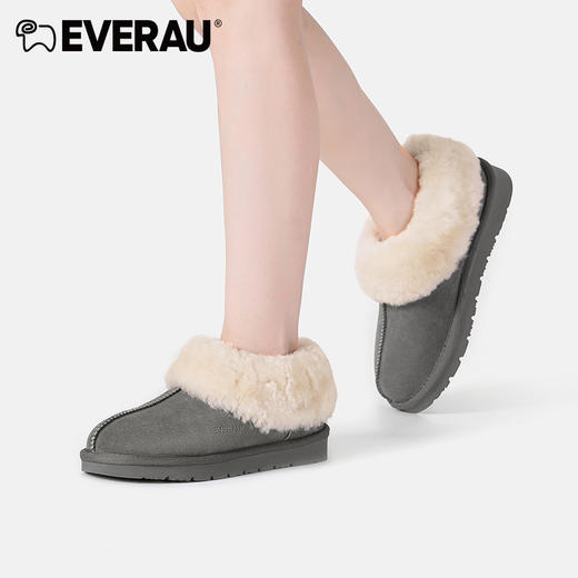 EVERAU秋冬轻软面包棉鞋居家或外出均可穿着休闲轻松 自在随性翻毛绒面男女同款便鞋EA2025 商品图5